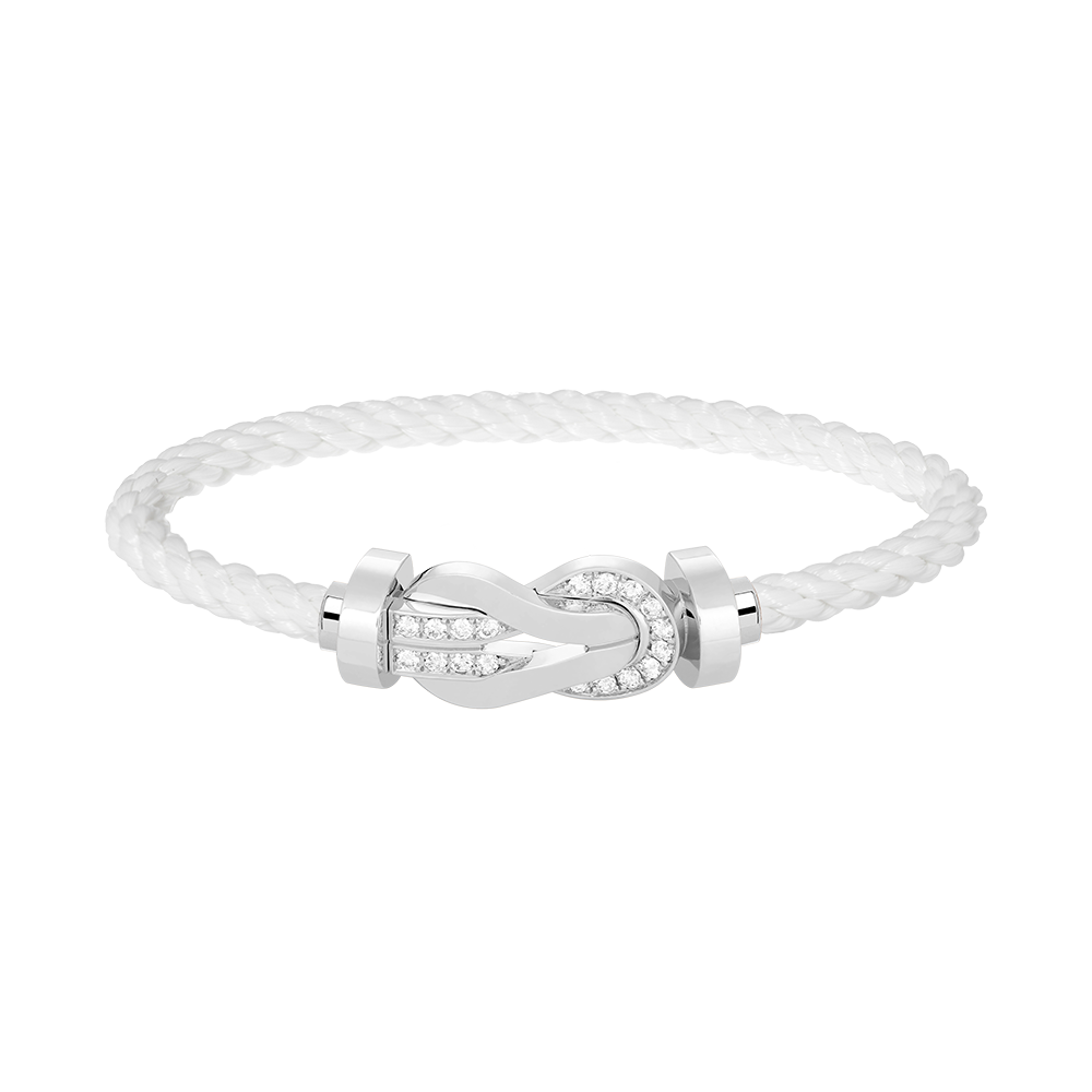 ??MIRA?¡¥CHANCE LARGE 8 FIGURE BUCKLE HALF DIAMOND BRACELET SILVER