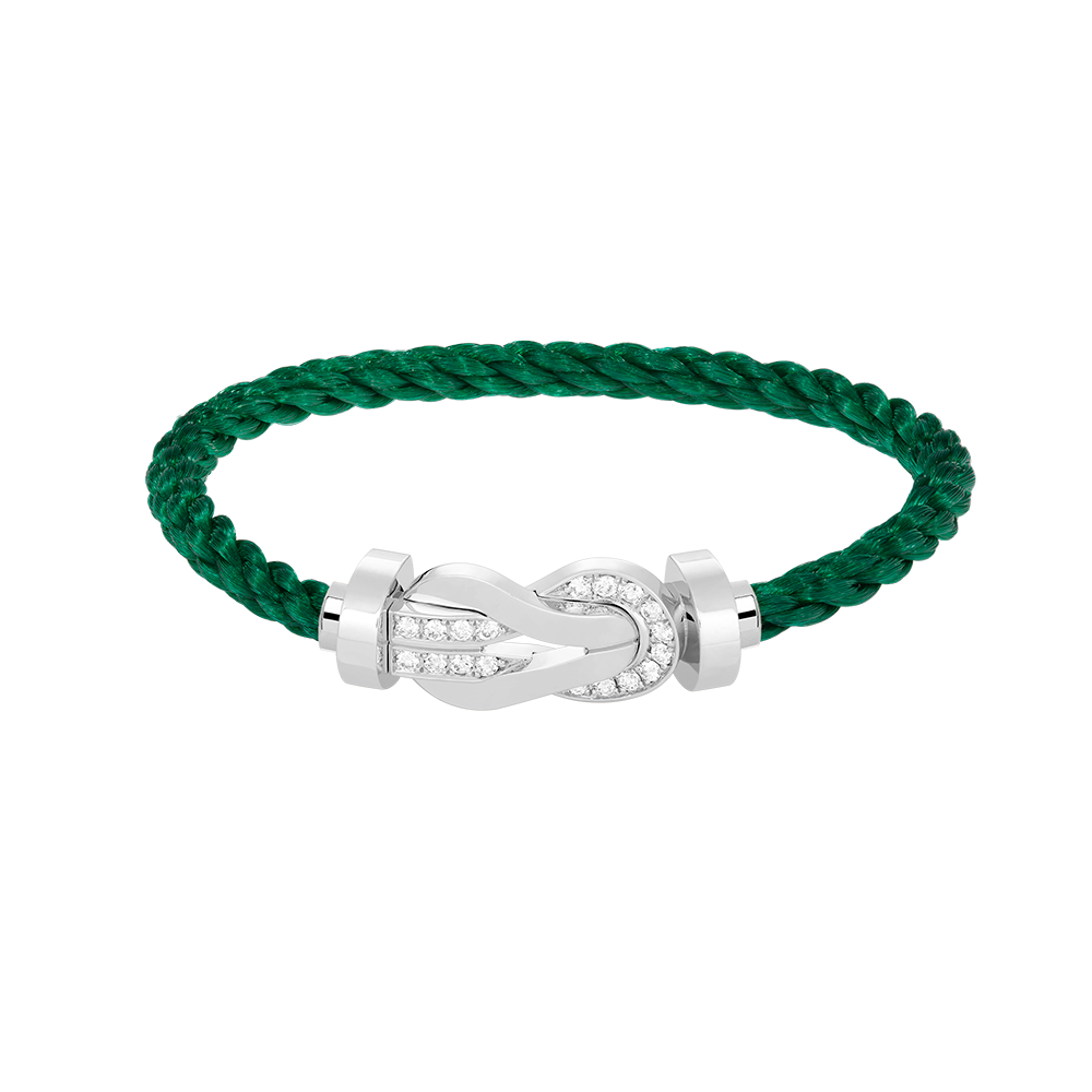 ??MIRA?¡¥CHANCE LARGE 8 FIGURE BUCKLE HALF DIAMOND BRACELET SILVER