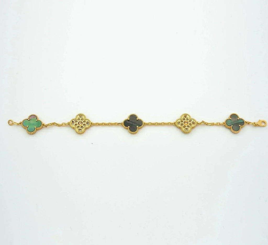 [MIRA]New CLOVER 5 MOTIF GRAY MOP BRACELET COLLECTION