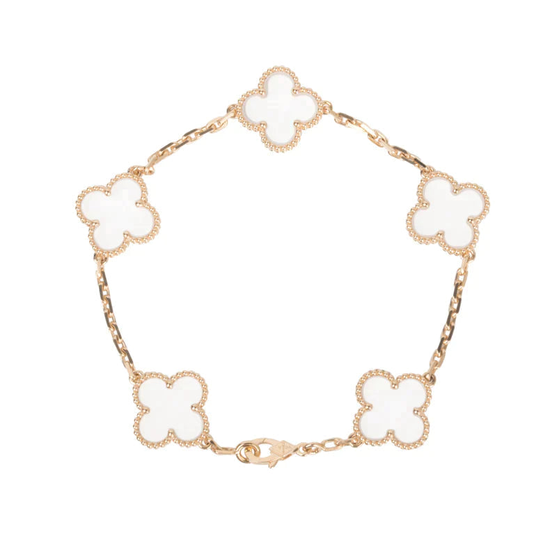 [MIRA]New CLOVER 5 MOTIF ROCK CRYSTAL BRACELET