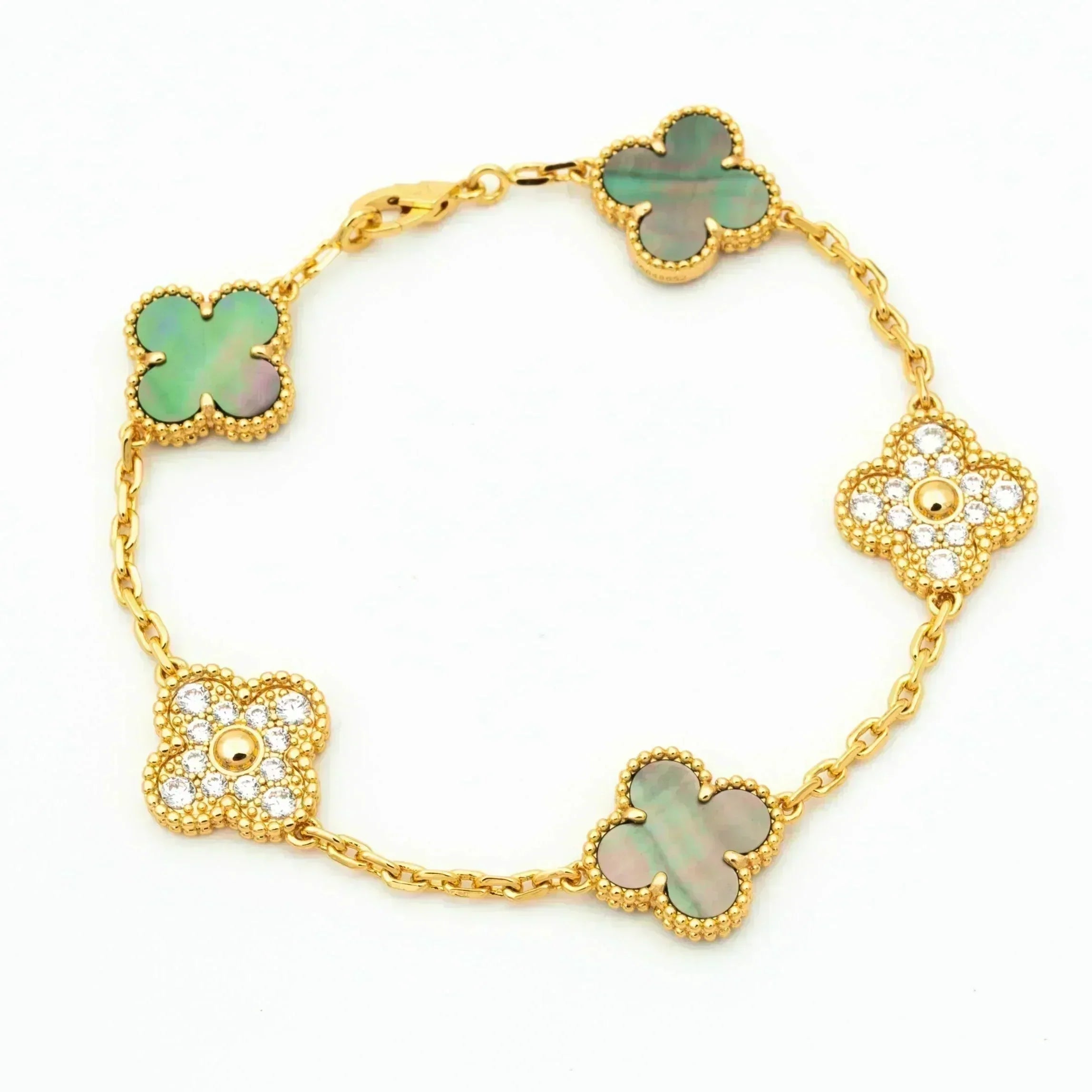 [MIRA]New CLOVER 5 MOTIF GRAY MOP BRACELET COLLECTION
