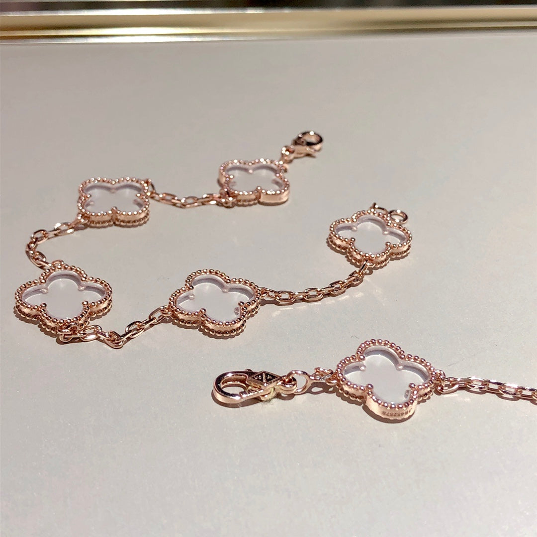 [MIRA]New CLOVER 5 MOTIF ROCK CRYSTAL BRACELET