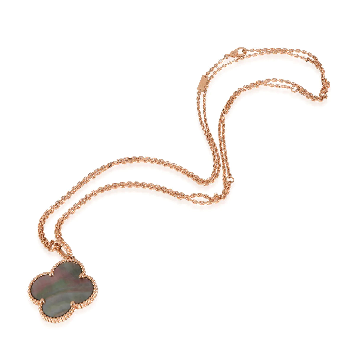 ??MIRA?¡¥CLOVER 25MM GOLD DARK MOP BIG CLOVER NECKLACE