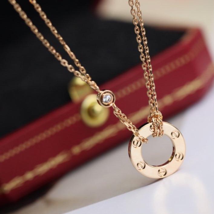 ??MIRA?¡¥LOVE NECKLACE ADJUSTABLE ROSE GOLD 2 DIAMOND
