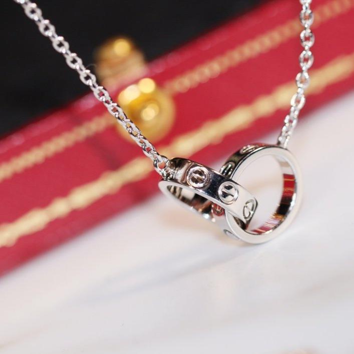 ??MIRA?¡¥LOVE NECKLACE PINK GOLD AND SILVER