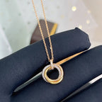 ??MIRA?¡¥TRINITY NECKLACE SILVER GOLD PINK GOLD DIAMONDS