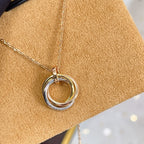 ??MIRA?¡¥TRINITY NECKLACE SILVER GOLD PINK GOLD DIAMONDS