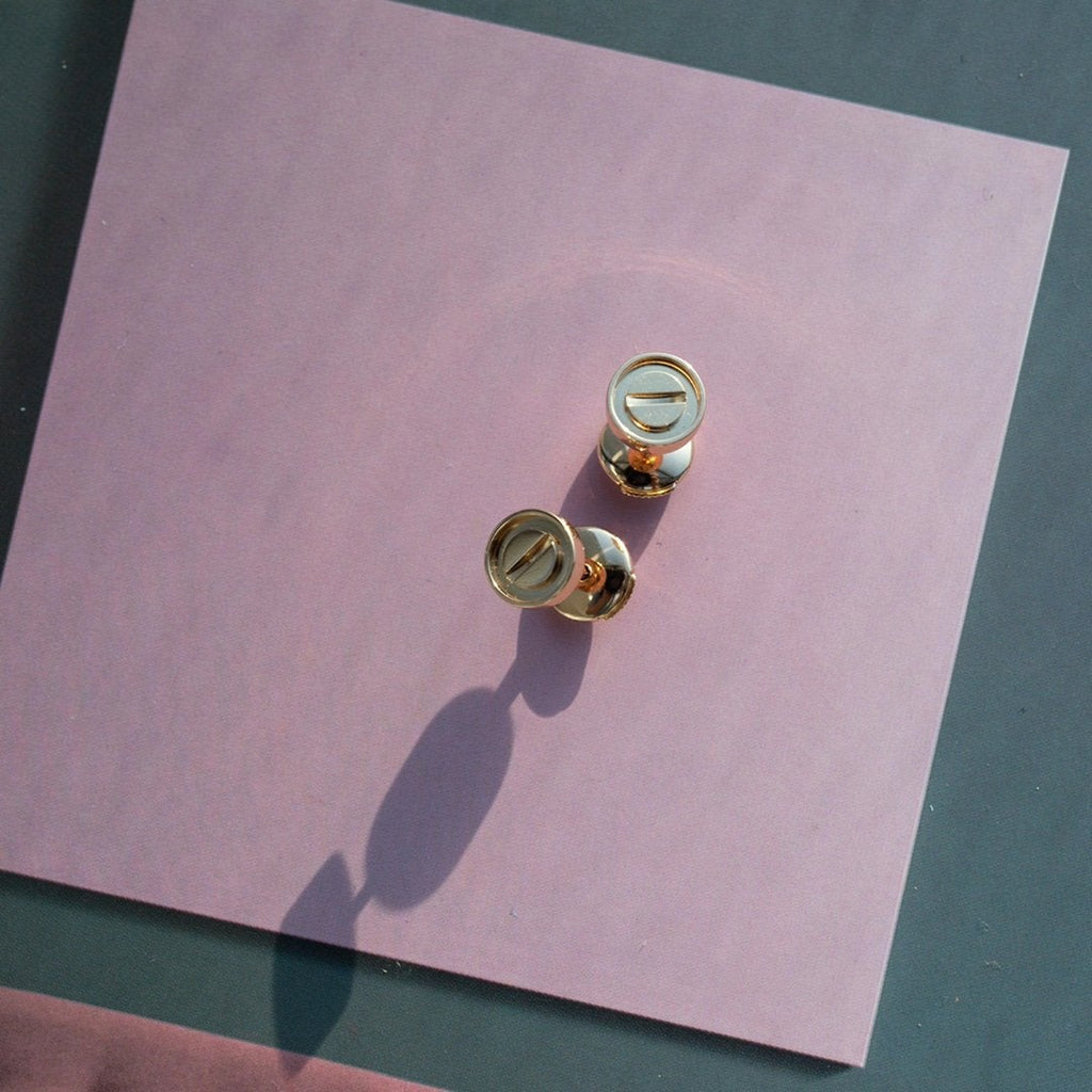 ??MIRA?¡¥LOVE EARRINGS PINK GOLD 10MM