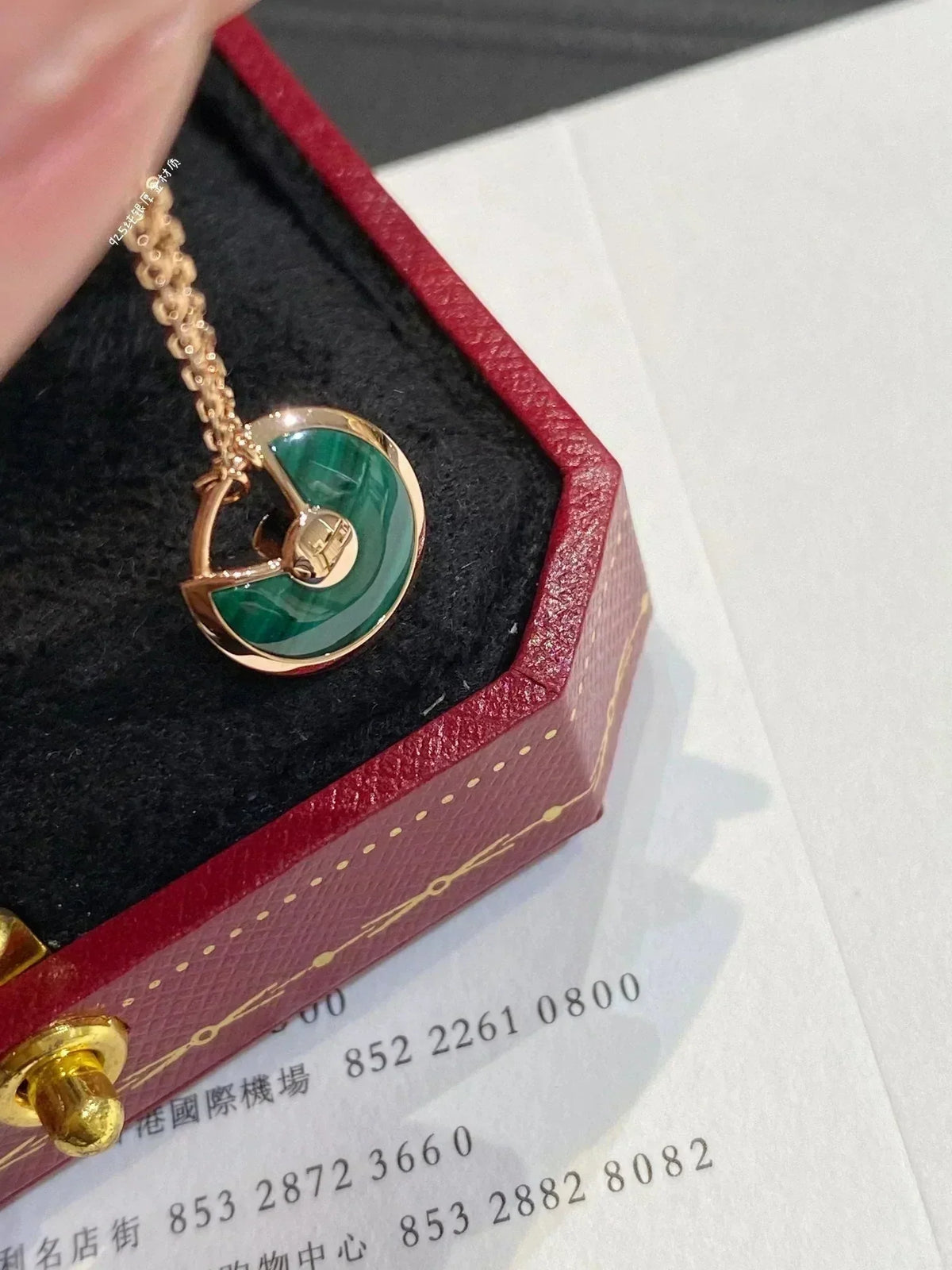 ??MIRA?¡¥AMULETTE ROSE GOLD MALACHITE NECKLACE