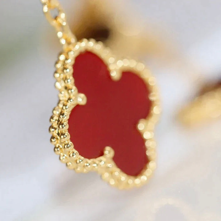 ??MIRA?¡¥CLOVER  2 MOTIF  TIGER EYE CARNELIAN EARRINGS