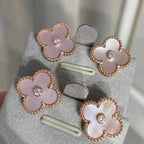 ??MIRA?¡¥CLOVER MEDIUM 1 MOTIFS  PINK MOP DIAMOND EARRINGS