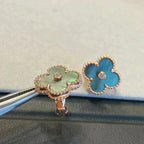 ??MIRA?¡¥CLOVER MEDIUM 1 MOTIFS GRAY MOP  DIAMOND EARRINGS