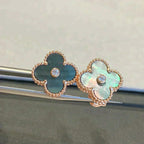 ??MIRA?¡¥CLOVER MEDIUM 1 MOTIFS GRAY MOP  DIAMOND EARRINGS