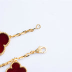 ??MIRA?¡¥CLOVER BRACELET 5 MOTIFS CARNELIAN TIGER EYE
