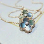 ??MIRA?¡¥CLOVER 15MM DIAMOND AND MOTHER-OF-GREY NECKLACE
