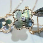 ??MIRA?¡¥CLOVER 15MM DIAMOND AND MOTHER-OF-GREY NECKLACE