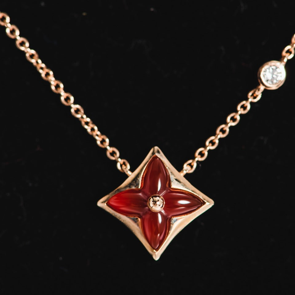 ??MIRA?¡¥STAR NECKLACE PINK GOLD 1 DIAMOND