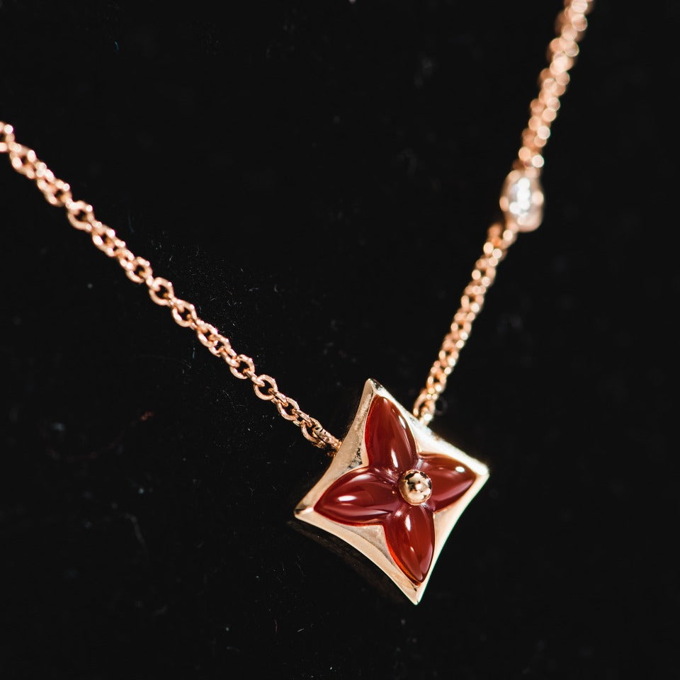 ??MIRA?¡¥STAR NECKLACE PINK GOLD 1 DIAMOND