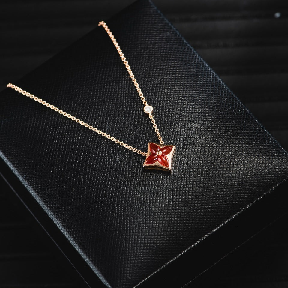 ??MIRA?¡¥STAR NECKLACE PINK GOLD 1 DIAMOND