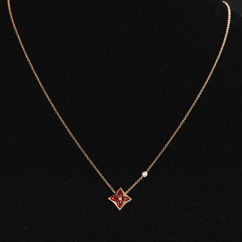 ??MIRA?¡¥STAR NECKLACE PINK GOLD 1 DIAMOND