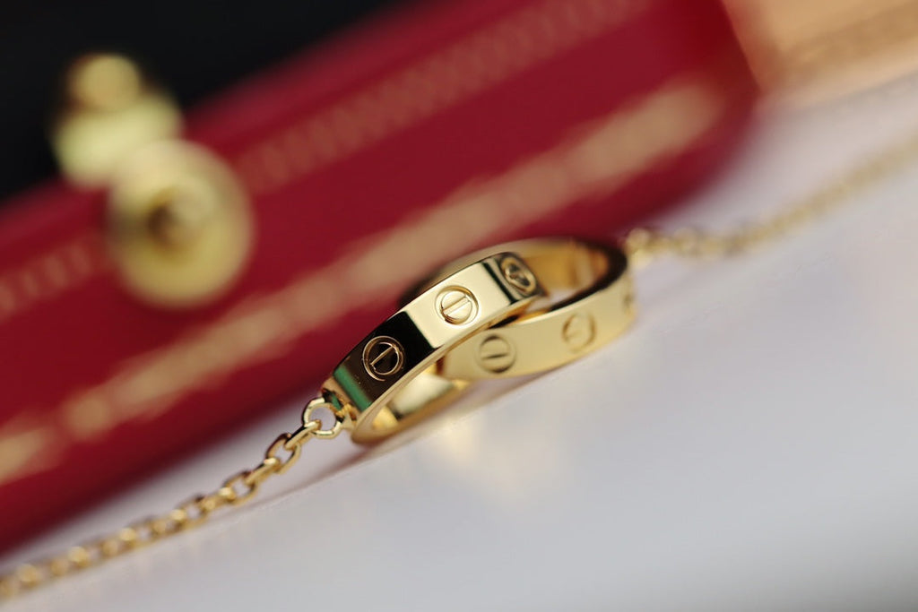 ??MIRA?¡¥LOVE NECKLACE DOUBLE RING GOLD