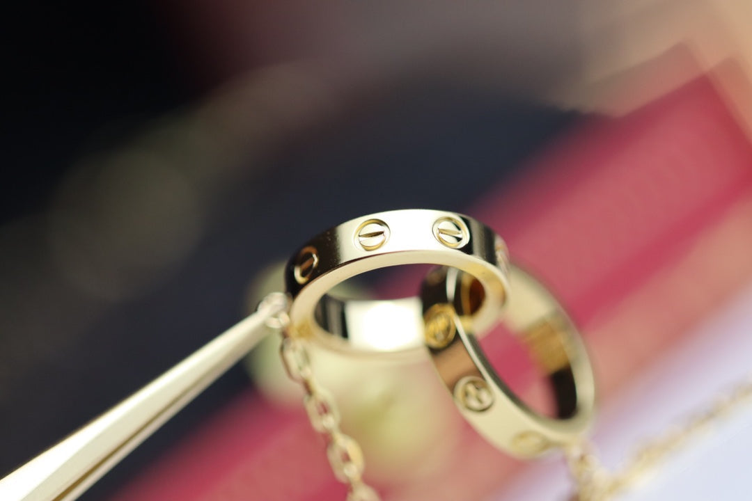 ??MIRA?¡¥LOVE NECKLACE DOUBLE RING GOLD