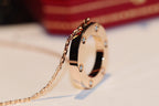 ??MIRA?¡¥LOVE NECKLACE 16MM 6 DIAMONDS PINK GOLD