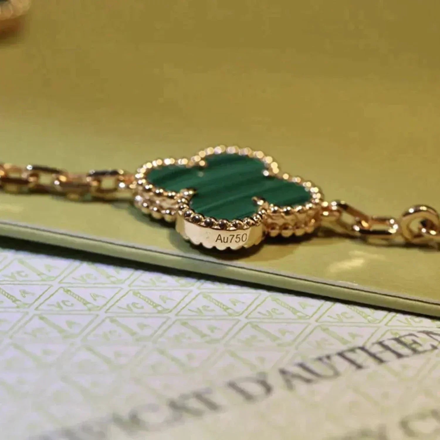 [MIRA]New  CLOVER 5 MOTIF MALACHITE BRACELET COLLECTION