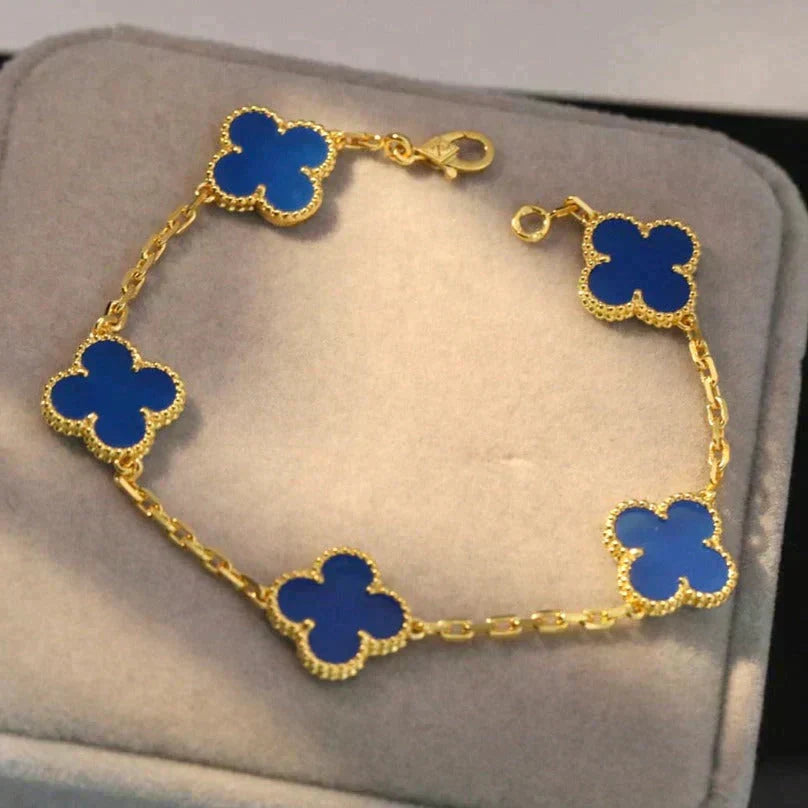 [MIRA]New CLOVER 5 MOTIF BLUE AGATE BRACELET COLLECTION