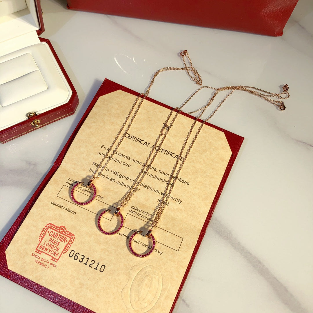 ??MIRA?¡¥JUSTE NECKLACE GOLD RED DIAMONDS