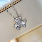 ??MIRA?¡¥CLOVER DIAMOND NECKLACE SILVER