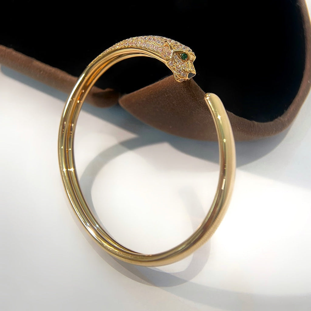 ??MIRA?¡¥PANTHERE GOLD DIAMOND OPEN BRACELET