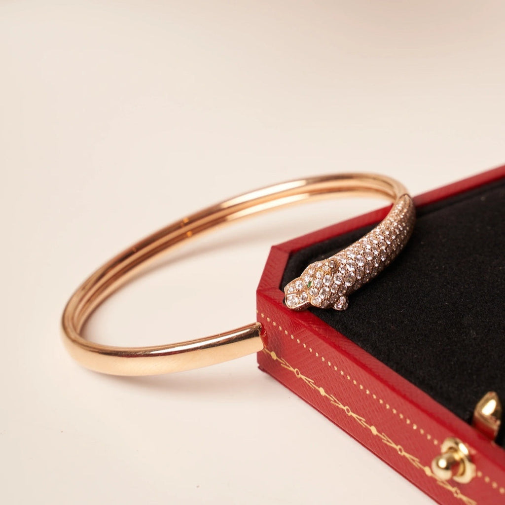 ??MIRA?¡¥PANTHERE ROSE GOLD DIAMOND OPEN BRACELET