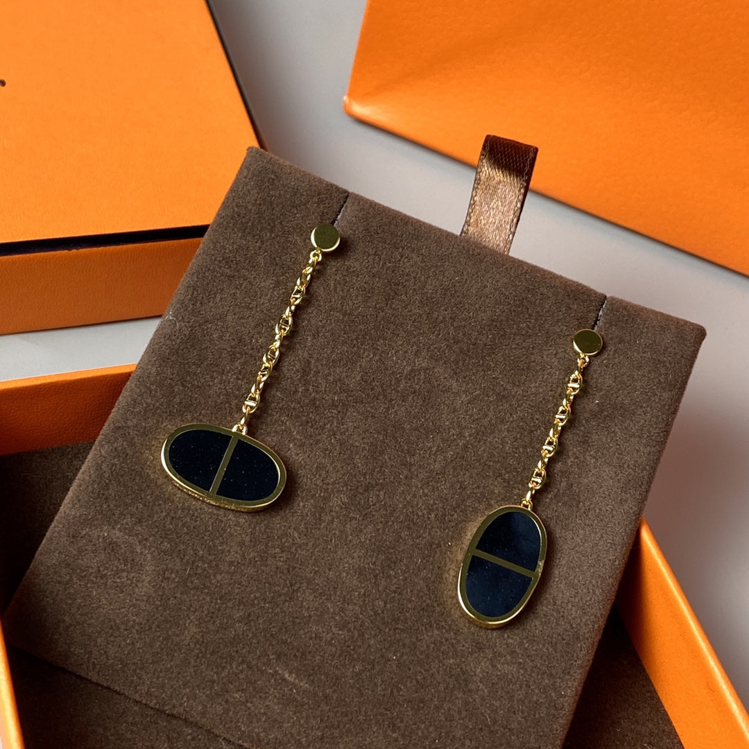 ??MIRA?¡¥CHAINE VERSO BLACK CERAMIC EARRINGS