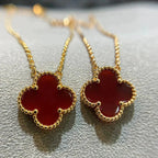 ??MIRA?¡¥CLOVER 15MM CARNELIAN SINGLE FLOWER NECKLACE
