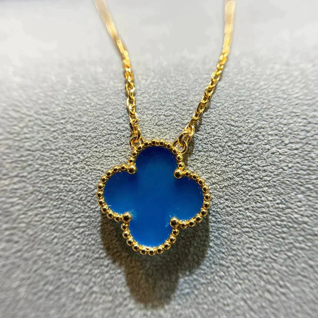??MIRA?¡¥CLOVER 15MM BLUE AGATE NECKLACE