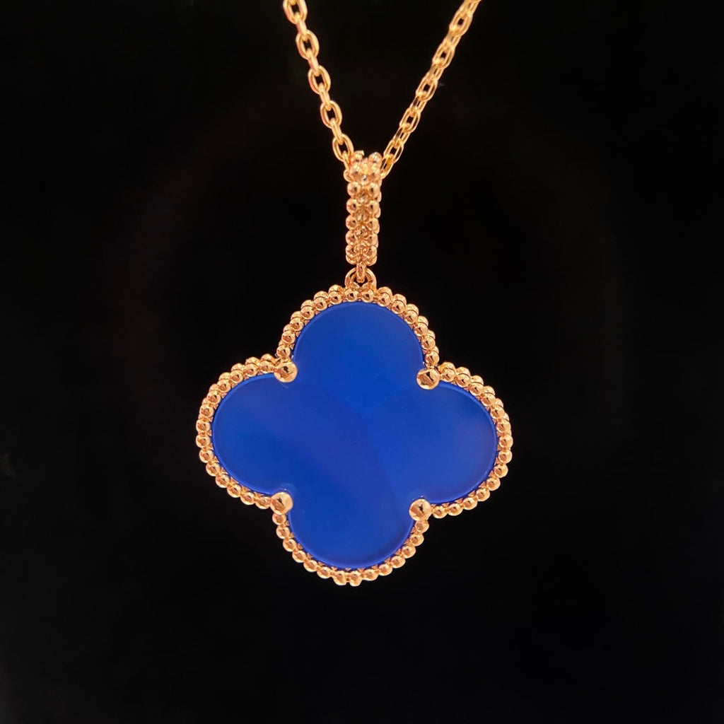 ??MIRA?¡¥CLOVER 25MM NECKLACE TURQUOISE ROSE GOLD