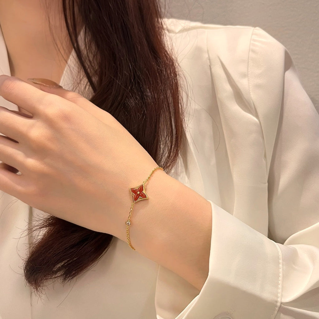 ??MIRA?¡¥COLOR STAR CARNELIAN PINK GOLD DIAMOND BRACELET