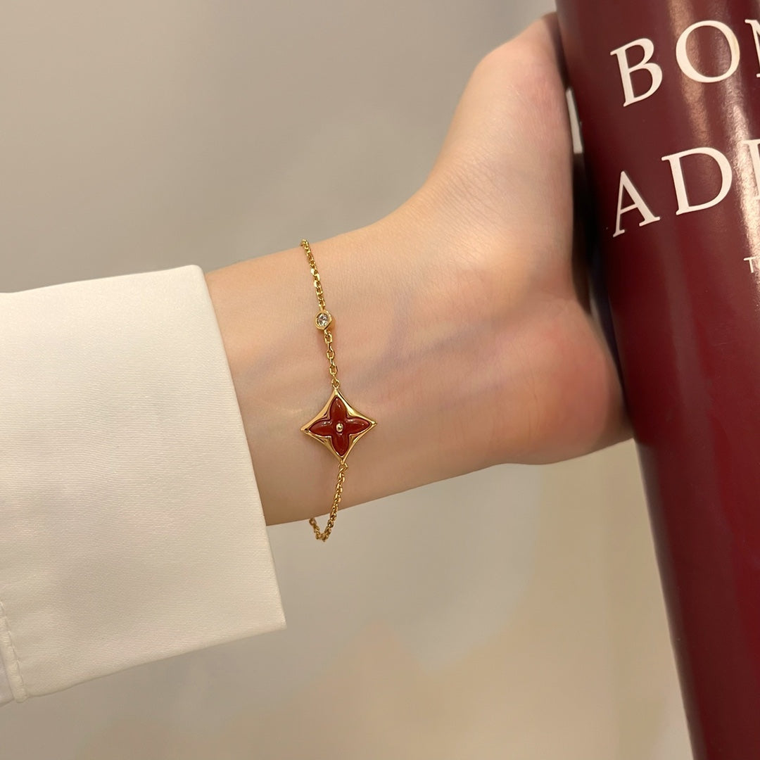 ??MIRA?¡¥COLOR STAR CARNELIAN PINK GOLD DIAMOND BRACELET