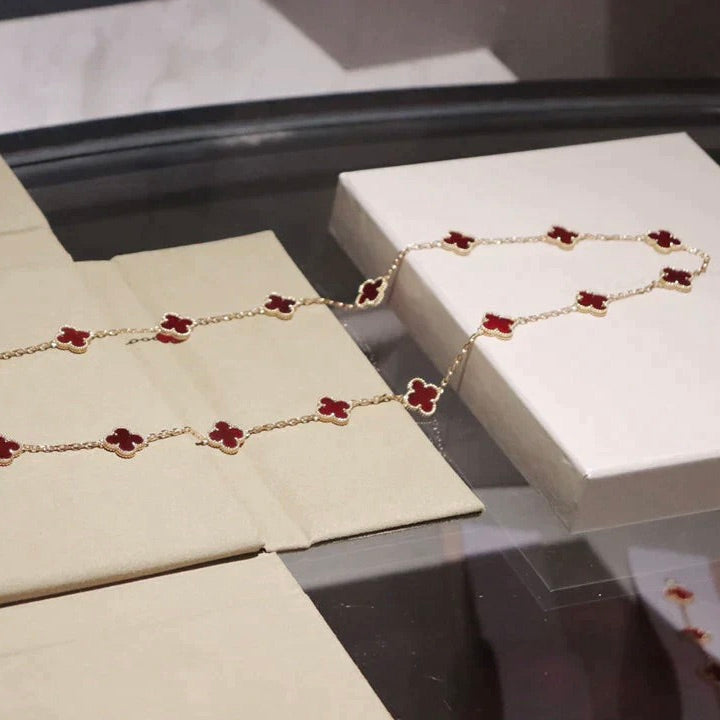 ??MIRA?¡¥CLOVER 20 MOTIFS CARNELIAN NECKLACE