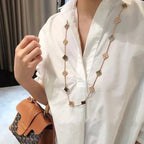 ??MIRA?¡¥CLOVER 20 MOTIFS DARK MOP DIAMOND  NECKLACE