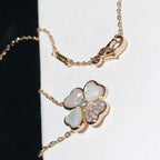 ??MIRA?¡¥CLOVER MOP DIAMOND ROSE GOLD NECKLACE