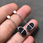 ??MIRA?¡¥CHAINE VERSO BLACK CERAMIC SILVER EARRINGS