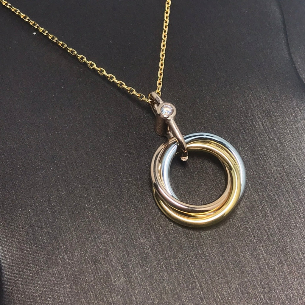 ??MIRA?¡¥TRINITY SILVER GOLD PINK GOLD NECKLACE