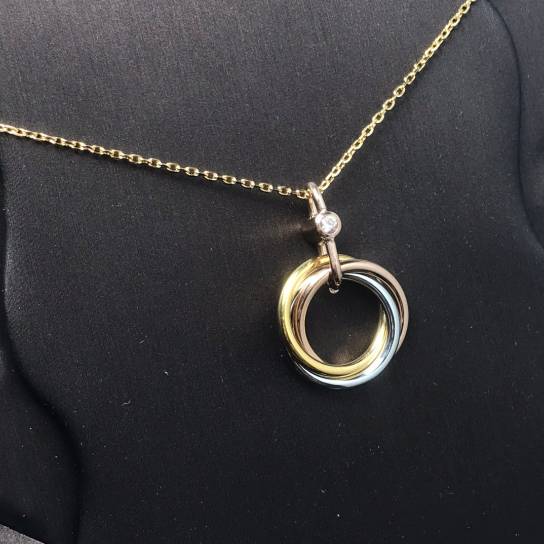 ??MIRA?¡¥TRINITY SILVER GOLD PINK GOLD NECKLACE