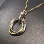 ??MIRA?¡¥TRINITY SILVER GOLD PINK GOLD NECKLACE
