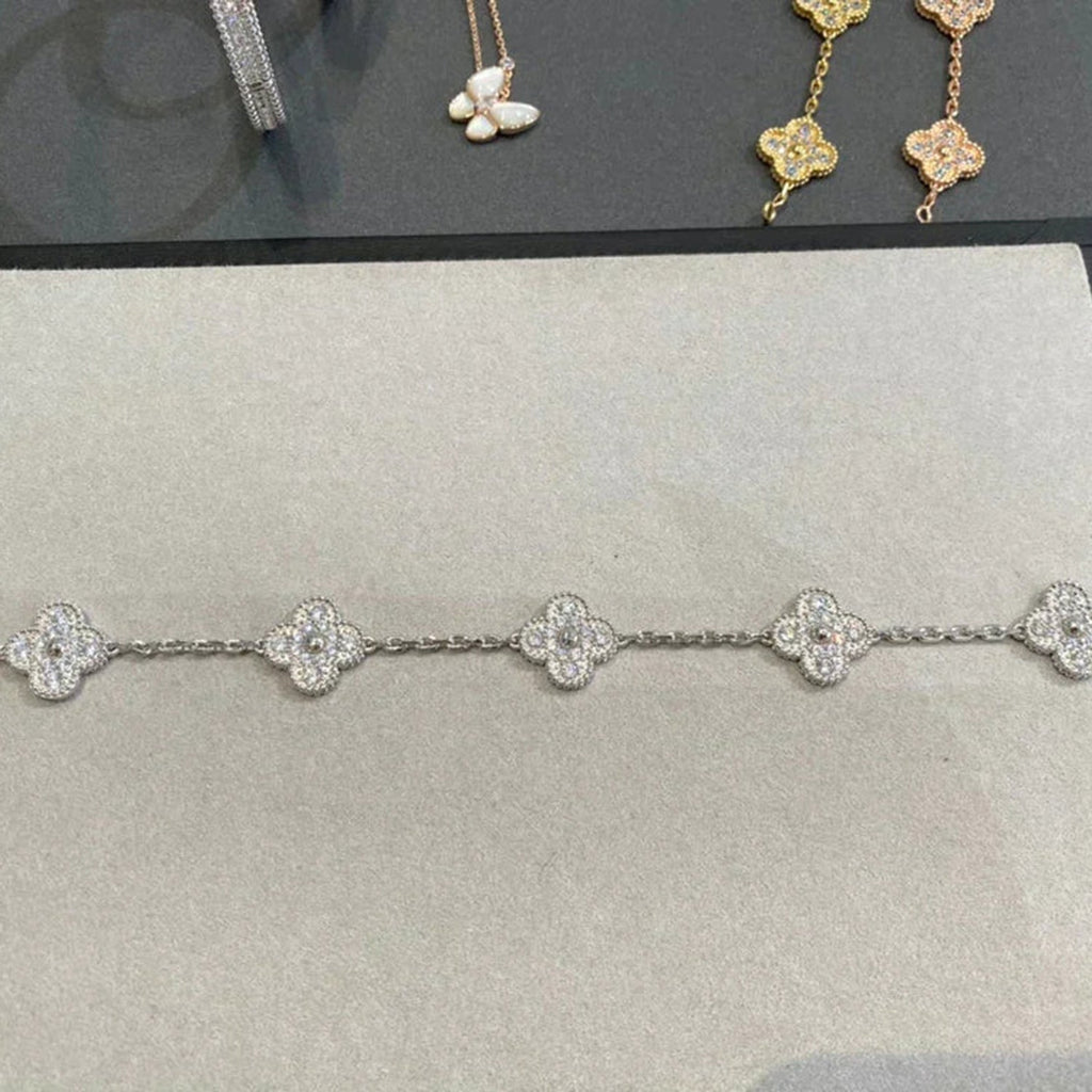 [MIRA] New  CLOVER 5 MOTIF FULL DIAMOND BRACELET COLLECTION