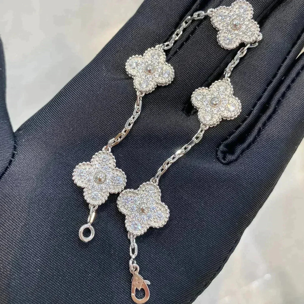 [MIRA] New  CLOVER 5 MOTIF FULL DIAMOND BRACELET COLLECTION