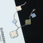 ??MIRA?¡¥CLOVER BRACELET 5 MOTIFS MOP CHALCEDONY SILVER