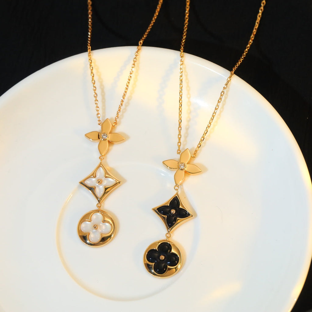 ??MIRA?¡¥STAR AND SUN ONYX PINK GOLD NECKLACE